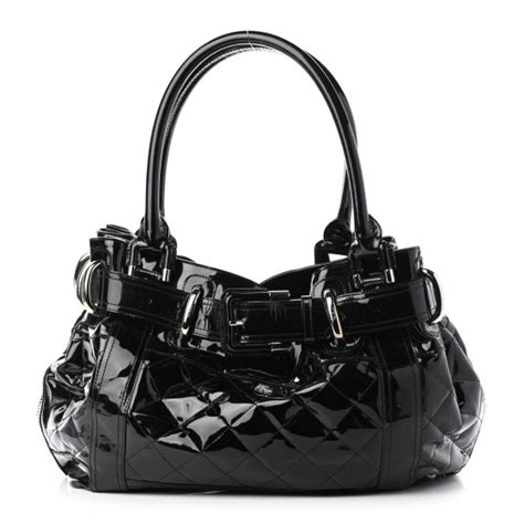 beaton bag burberry|BURBERRY Patent Quilted Beaton Black 837296.